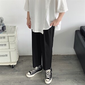 西装裤男潮流韩版坠感宽松休闲直筒九分裤百搭垂感西裤男NB09-P38图片
