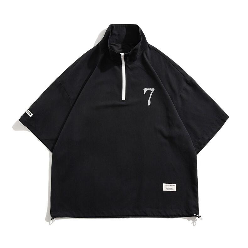 白底23新款夏季时尚百搭半拉链短袖潮流短裤套装TZ758P65控98,男装牛仔裤,电商A247-1