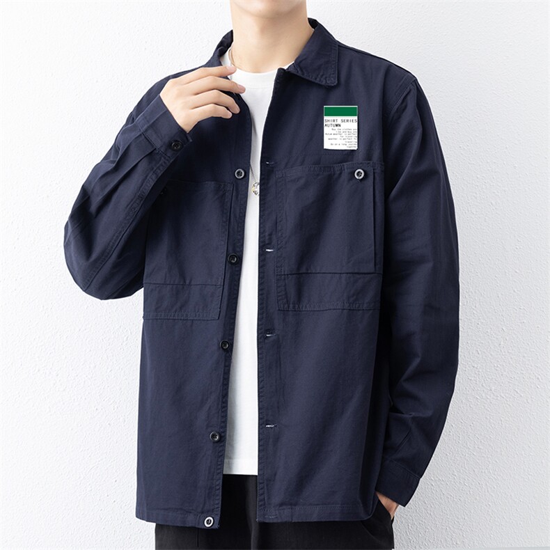 衬衣男新款纯棉工装翻领休闲时尚长袖衬衫XZ310B-3-CY806-P58图片