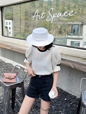 现货夏季新款，百搭小衫圆领上衣时尚休闲，其它，依林彩格