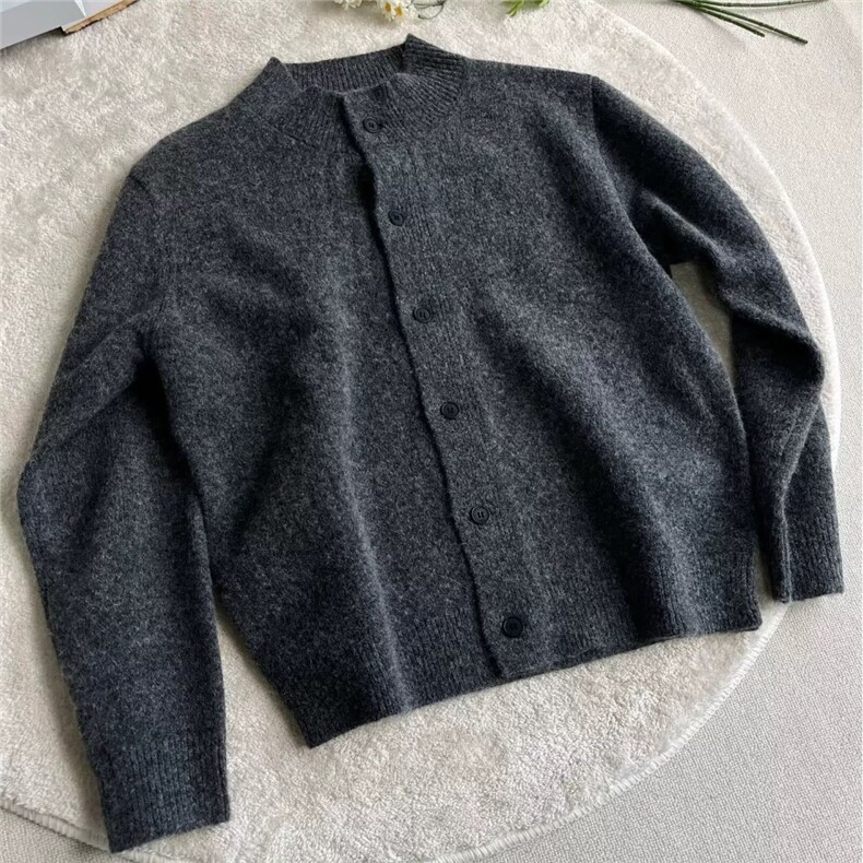 1506/QA4100/P73秋冬新款开衫毛衣美式复古V领针织衫男纯色外套图片