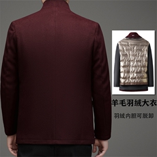 常货中老年双面呢羽绒服唐装男风中式盘扣羊毛呢羽绒内胆唐装，男装羽绒服，钱塘723
