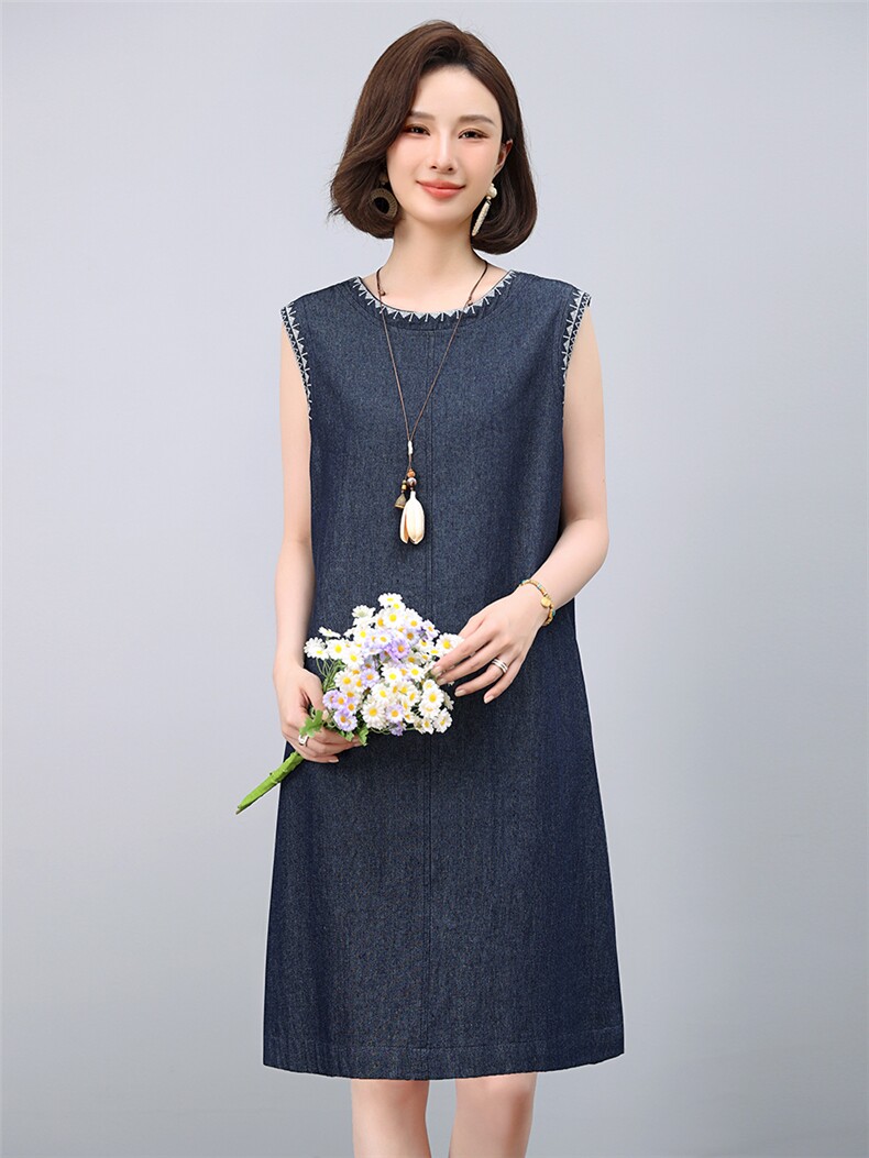 2025年夏季中长款牛仔连衣裙,女装连衣裙,小林双子
