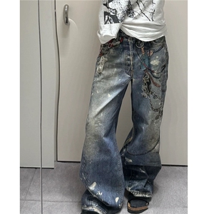 【套图4】903-AK91-特P70【98】S-3XL  印花牛仔裤！3图片