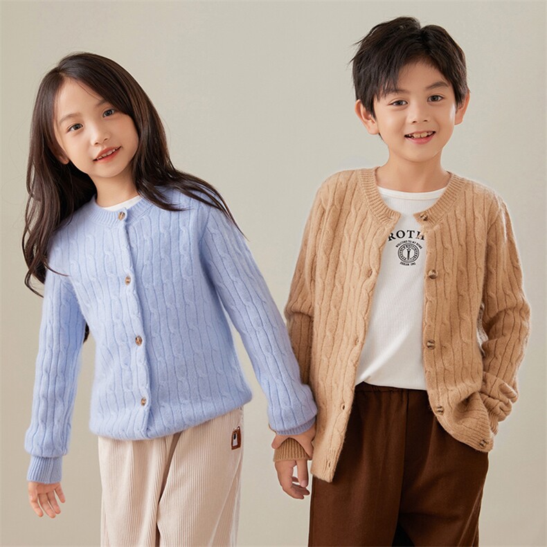 秋冬时尚百搭罗纹袖口领口通勤山，童装卫衣/绒衫，贝美羊绒