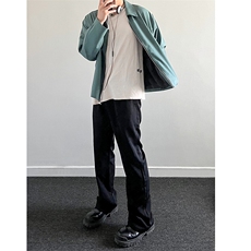 B221美式ins高街纯色情侣款休闲微喇冰丝西裤LK23083-P55控78，男装休闲裤，电商B221