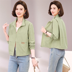 大码外套中年女春秋装休闲夹克2025新款时尚妈妈宽松短款风衣，女装短外套，木橙西子