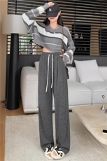 牛奶棉棉裤秋冬灰色溜溜裤小个子阔腿裤女秋冬宽松显瘦加绒拖地裤，女装休闲裤，梦白服饰厂