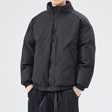 现货冬季美式休闲加厚雪山外套夹克立领纯色三防户外工装棉服，男装夹克，电商A486-1