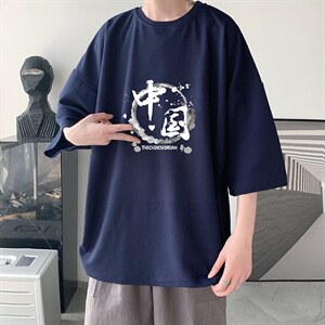 Q11134-P30 春夏季七分袖t恤男大码五分袖男短袖中袖图片