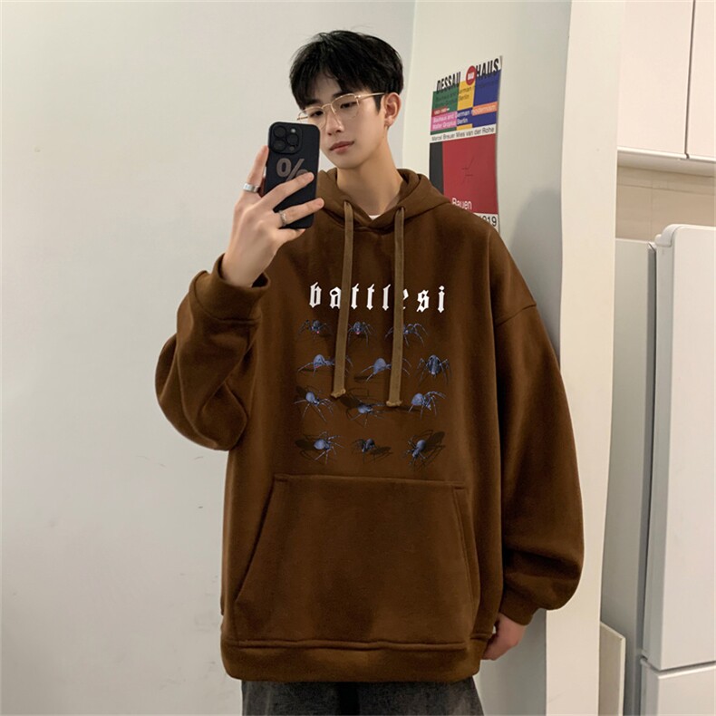 抖音品质23/秋季320G华棉男士连帽大码印花卫衣WYH3250-P45控68,男装卫衣,电商B370