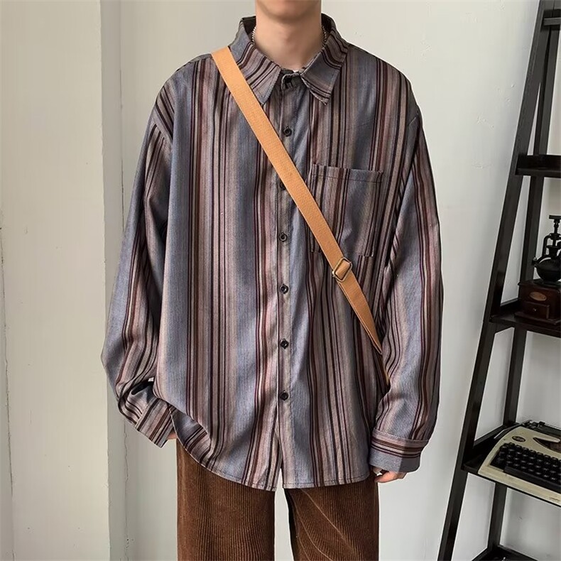 长袖衬衫男港风日系韩版潮流帅气衬衣灯芯绒A17P38,男装衬衫,星座1116-2