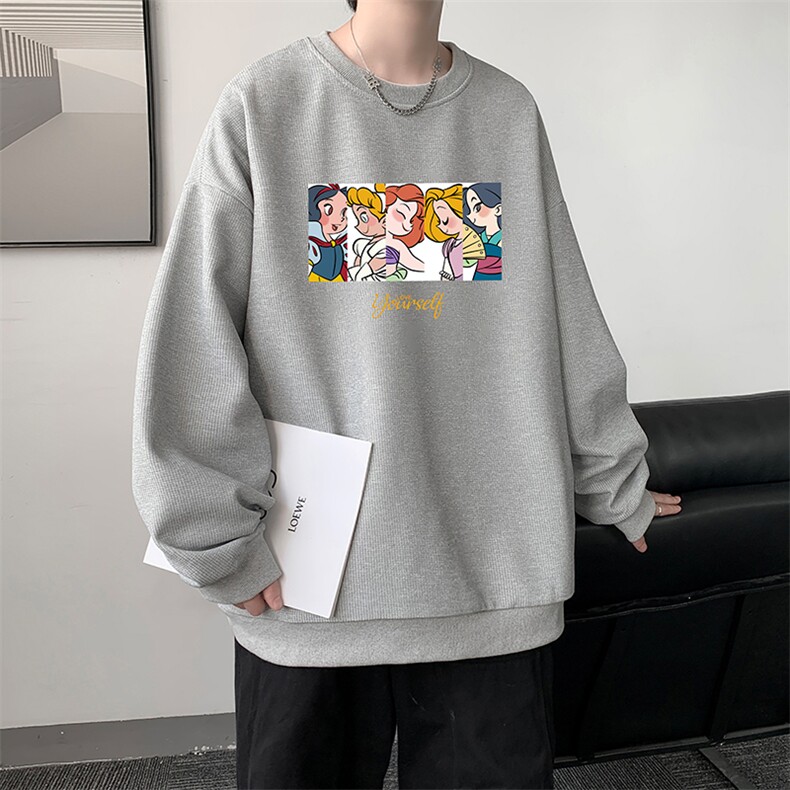 5XL华夫格卫衣男大码胖子圆领长袖t恤HW76396-P30加绒款-P40,男装卫衣,电商A040