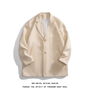 N9109/P90秋冬新款呢料毛呢西服男宽松外套上衣潮流宽松呢大衣