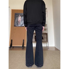 美式高街vibe铆钉微喇工装裤男cleanfit破坏休闲显瘦直筒长裤，男装牛仔裤，星座410-7
