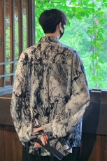 港风冰丝扎染衬衣大码M-5XL风潮长袖衬衫男CS88796P35控68，男装衬衫，星座226-2