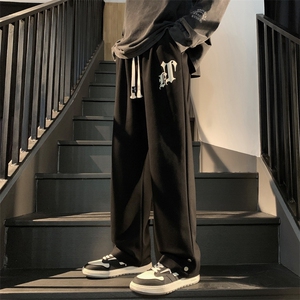 港风2023春夏新款男生百搭阔腿裤束脚纯色休闲裤K23109-P40控68图片