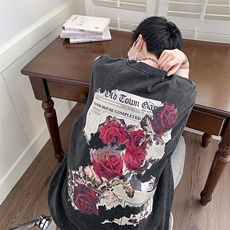 抖音供货、230克现货水洗棉印花宽松版无袖背心D223A-SB2321-P35，男装背心/马甲，电商019-1