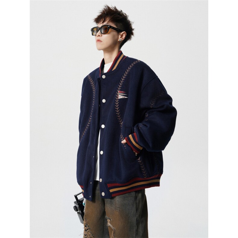 706-1-LK8796-P128现货秋冬男士美式运动夹棉棒球领棉服外套,男装棉衣,星座706