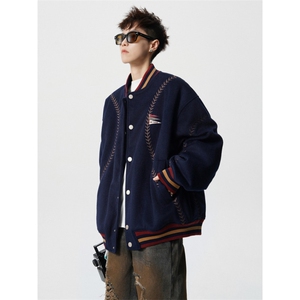 706-1-LK8796-P128 现货 秋冬男士美式运动夹棉棒球领棉服外套图片