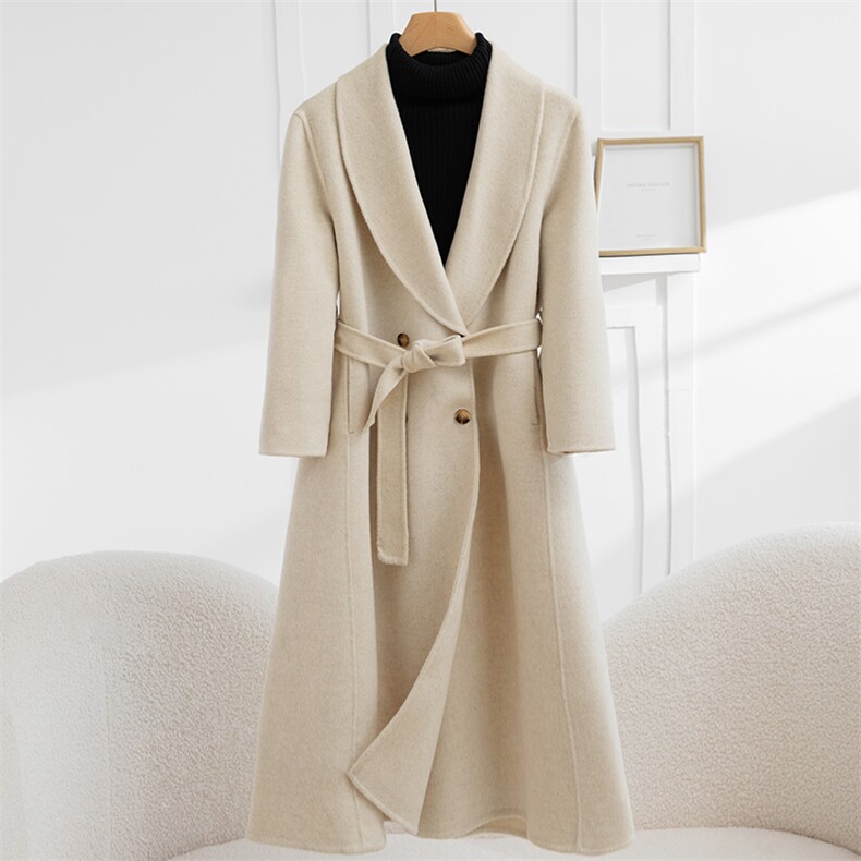 2025年秋季长袖常规舒适时尚百搭中长款大衣，女装毛呢外套，怡欣双面呢工厂店