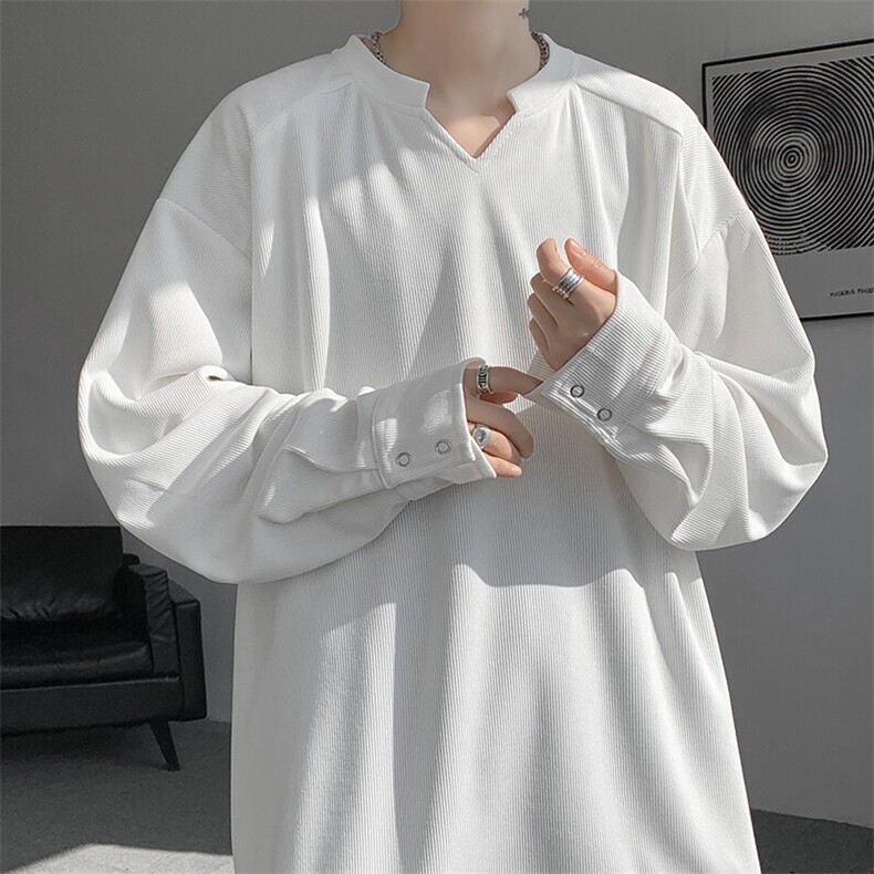 【25春现货】T1008-P33特控55大码V领衬衫袖子T恤垂感冰丝，男装T恤，电商D232