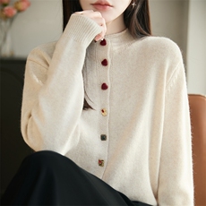 2026年秋季时尚百搭通勤简约休闲开衫，女装针织衫/毛衣，暖圣羊羊绒