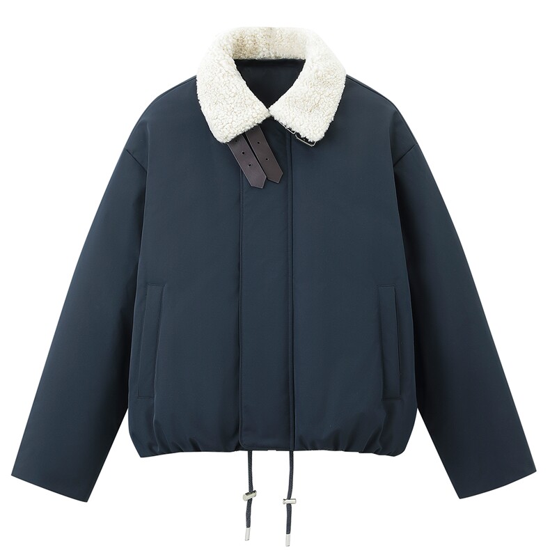 2025冬季新款仿羊羔绒领可脱卸男女翻领宽松保暖羽绒服699，男装羽绒服，电商A234