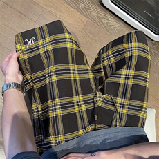 美式复古撞色格子夏季新款休闲短裤GDK24P40，男装牛仔裤，星座1116-2