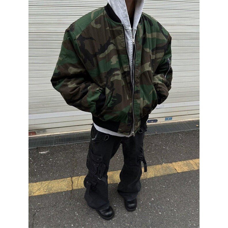 工装迷彩连帽外套潮流宽松男上衣加大棉衣夹克,男装棉衣,星座716-3