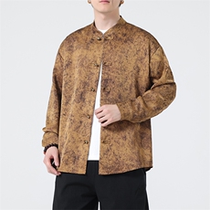 新中式春夏新品简约衬衫复古高级垂感风立领长袖衬衣31218，男装衬衫，星座305A（原312A-1）