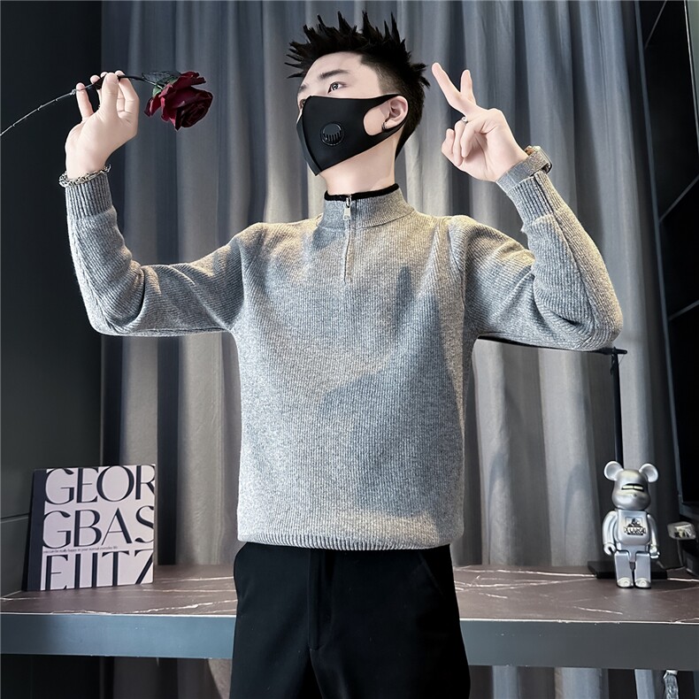 半拉链毛衣男加绒一体绒高级感社会小伙店主风301C-M120-P88控118,男装针织衫/毛衣,星座301C（原B323）