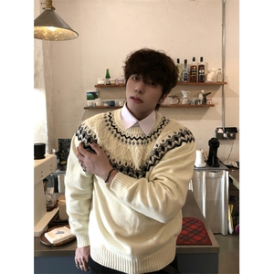 美式费尔岛绞花毛衣男秋冬季软糯慵懒松弛感针织衫上衣LM5055-P50图片