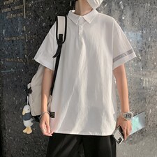 港风POLO衫宽松原宿翻领短袖T恤男加肥大码胖子立领半袖T693-P30，男装T恤，星座512-4