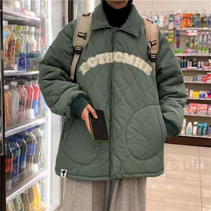 冬季潮流加厚学院风衣男高街潮牌翻领百搭情侣外套 W6672-P58图片