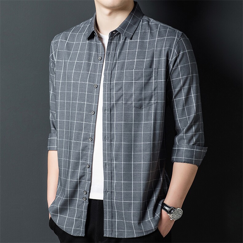 FC-PC2162男式服装秋季新款衬衫男长袖翻领休闲四季可穿衬衣P63图片