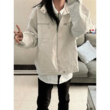 26春装高品质老钱风立领夹克外套男女美式潮牌拉链工装风宽松上衣，男装夹克，电商A486