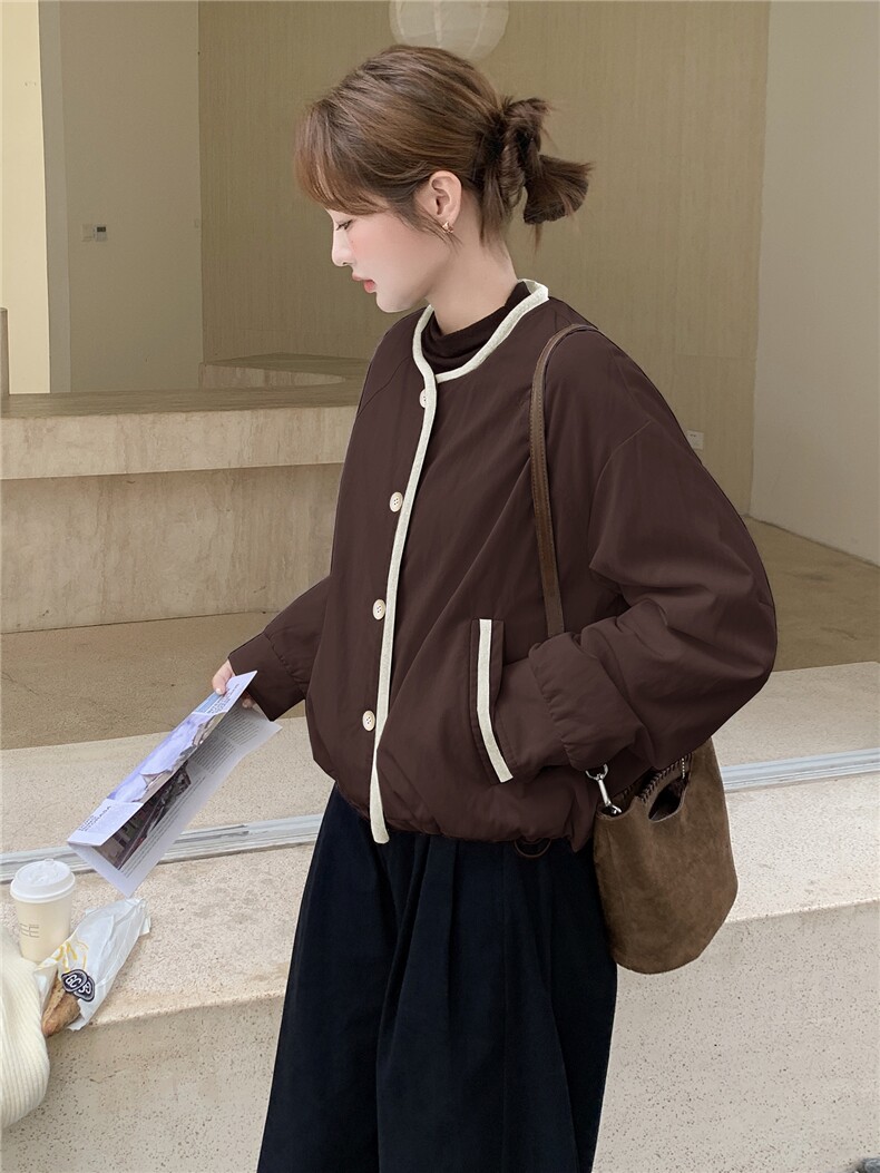 现货90白鸭绒圆领短款羽绒服女2025冬新款宽松时尚百搭保暖外套,女装羽绒服,琦鑫阁（原依鑫阁）