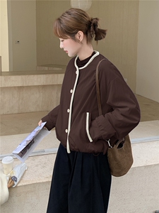 现货90白鸭绒圆领短款羽绒服女2025冬新款宽松时尚百搭保暖外套图片