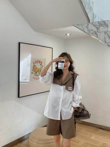 秋款拼接衬衣，其它，约她