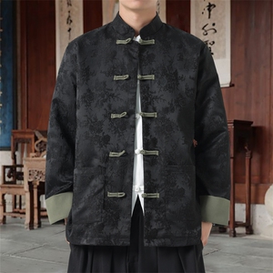男士外套浮雕梅花夹克盘扣立领唐装风 XZ1512-2504单夹克-P80图片
