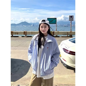 日系廓形细条纹长袖衬衫男女简约风春秋新款cityboy宽松衬衣外套图片