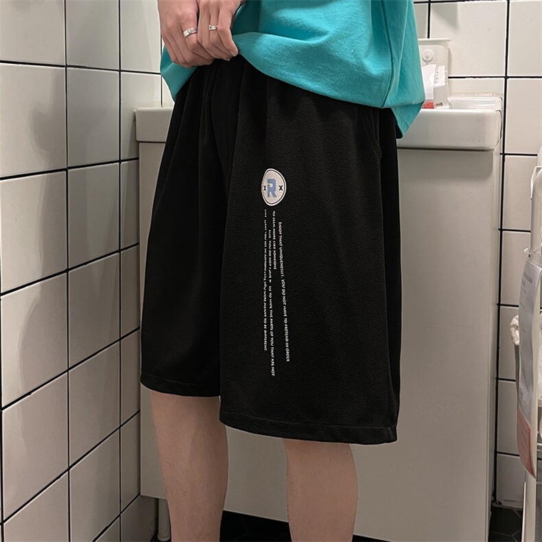 MK37168-P15 冰丝短裤男士大码宽松休闲五分裤男运动中裤 港风图片