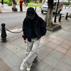 美式复古战马刺绣飞行夹克男女款秋季cleanfit休闲棒球服外套ins图片