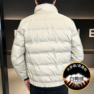 羽绒服男冬季新款潮流加厚短款白鸭绒保暖立领男装外套冬装衣服图片