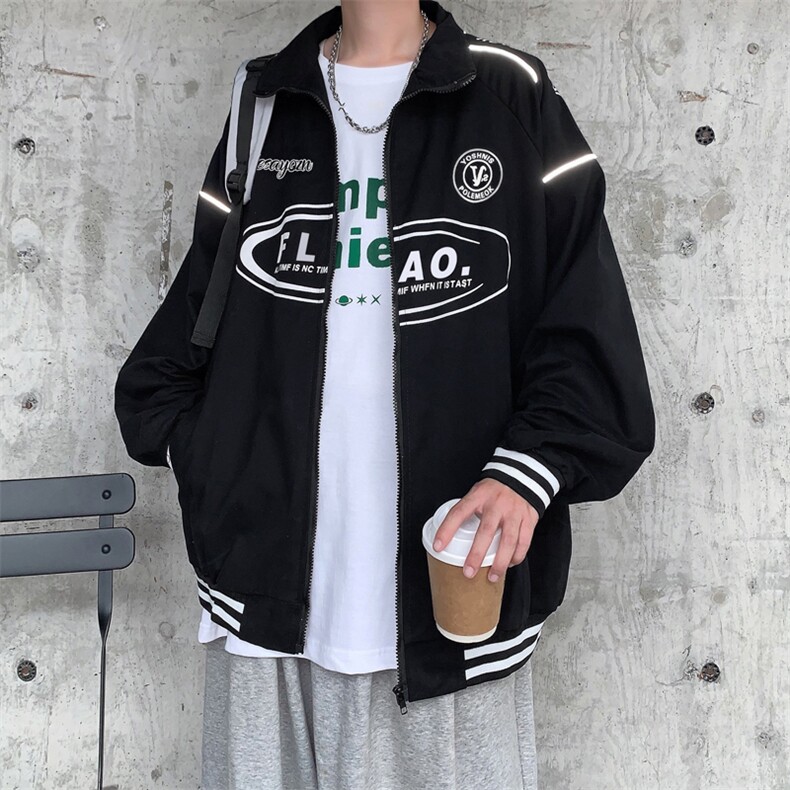 夹克男女春秋季美式宽松情侣棒球服oversize外套JK055-P58,男装夹克,星座308B-1