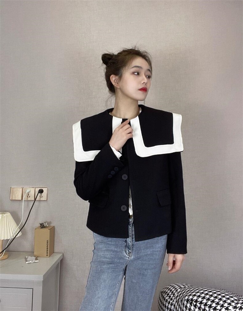 娃娃领西装外套，女装西装，戈朴