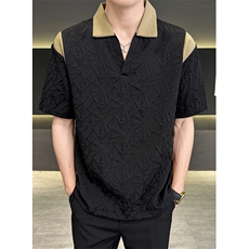 撞色拼接夏季立体免熨斗套头POLO衫CA619，男装Polo衫，星座1116A-2（原606A-1）