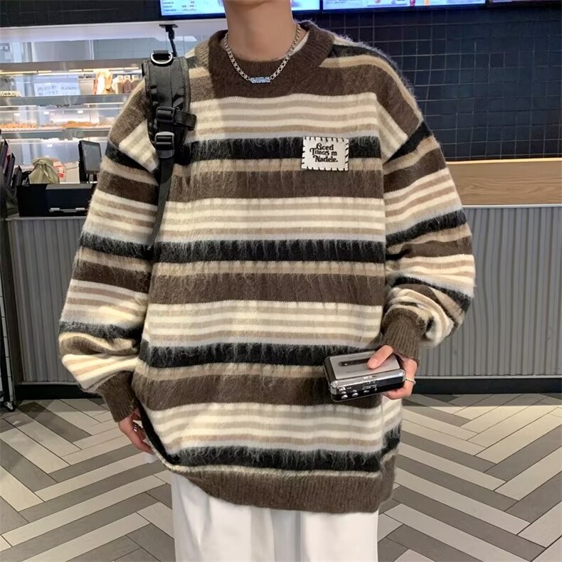 美式街头设计感圆领毛衣男慵懒风休闲针织衫MY200P48,男装针织衫/毛衣,星座1116-2