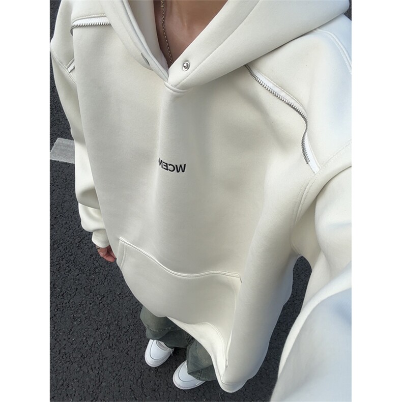 秋季新款连帽卫衣男肩上拉链刺绣外套情侣套头款W113-P60控88,女装短外套,星座209-2